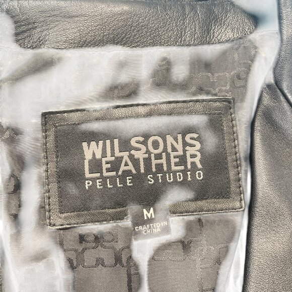Wilsons Leather Pelle Studio Womens Black Leather Blazer Jacket Sz M SKU 9414 - Picture 3 of 13